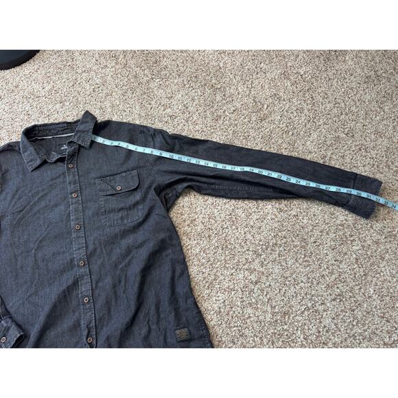 RIP CURL Button Down Long sleeve Shirt, Large, Cotton Blend, Black/Gray denim - Picture 5 of 8